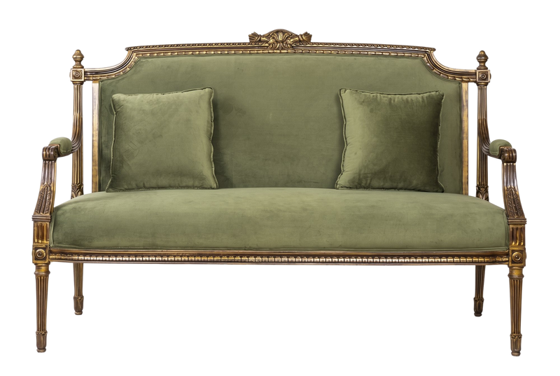 Seating: green velvet settee (SE002)